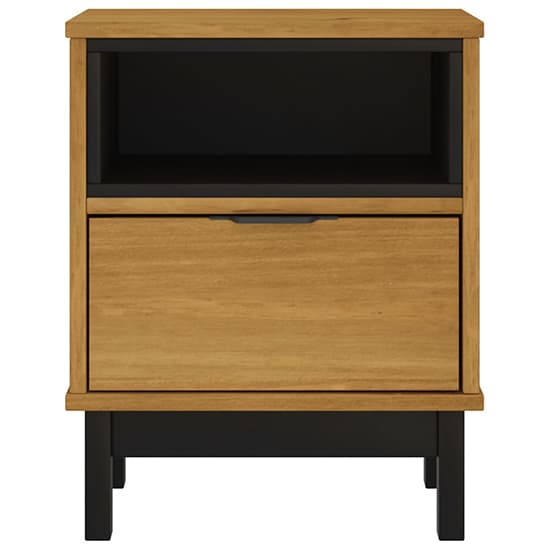 Reggio Solid Pine Wood Bedside Cabinet With 1 Drawers In Oak_4