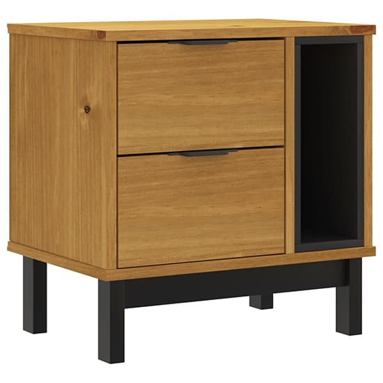 Reggio Solid Pine Wood Bedside Cabinet With 2 Drawers In Oak_2