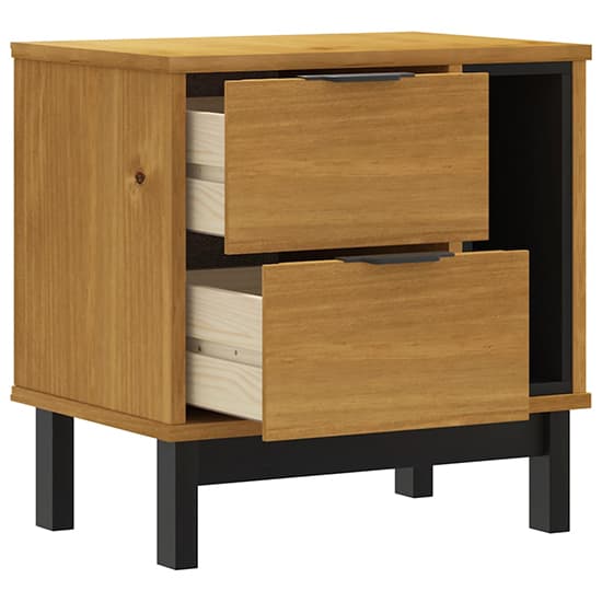 Reggio Solid Pine Wood Bedside Cabinet With 2 Drawers In Oak_3