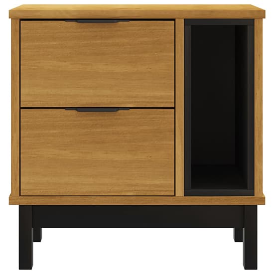 Reggio Solid Pine Wood Bedside Cabinet With 2 Drawers In Oak_4