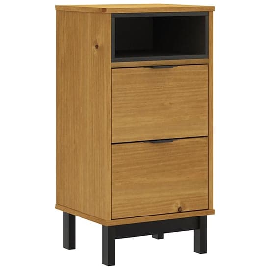 Reggio Solid Pine Wood Bedside Cabinet Tall 2 Drawers In Oak_2