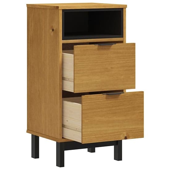 Reggio Solid Pine Wood Bedside Cabinet Tall 2 Drawers In Oak_3