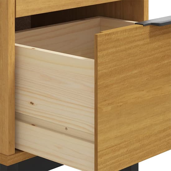 Reggio Solid Pine Wood Bedside Cabinet Tall 2 Drawers In Oak_5