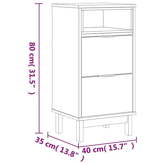 Reggio Solid Pine Wood Bedside Cabinet Tall 2 Drawers In Oak_6