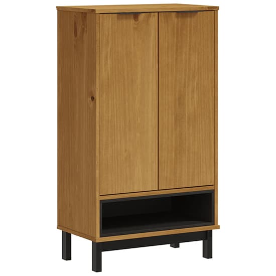 Reggio Solid Pine Wood Shoe Storage Cabinet 2 Doors In Oak_2