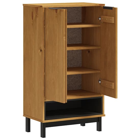 Reggio Solid Pine Wood Shoe Storage Cabinet 2 Doors In Oak_3