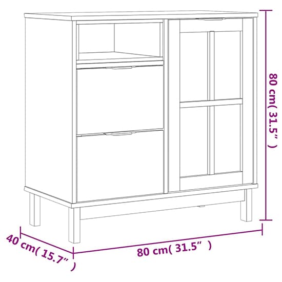 Reggio Solid Pine Wood Sideboard With 1 Door 2 Drawers In Oak_6