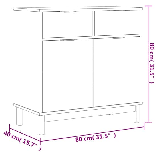 Reggio Solid Pine Wood Sideboard With 2 Doors 2 Drawers In Oak_6