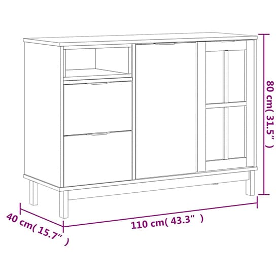 Reggio Solid Pine Wood Sideboard Wide 2 Doors 2 Drawers In Oak_6