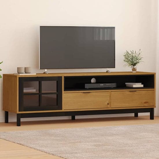 Reggio Solid Pine Wood TV Stand With 1 Door 2 Drawers In Oak_1