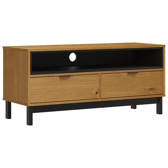 Reggio Solid Pine Wood TV Stand With 2 Drawers 1 Shelf In Oak_2
