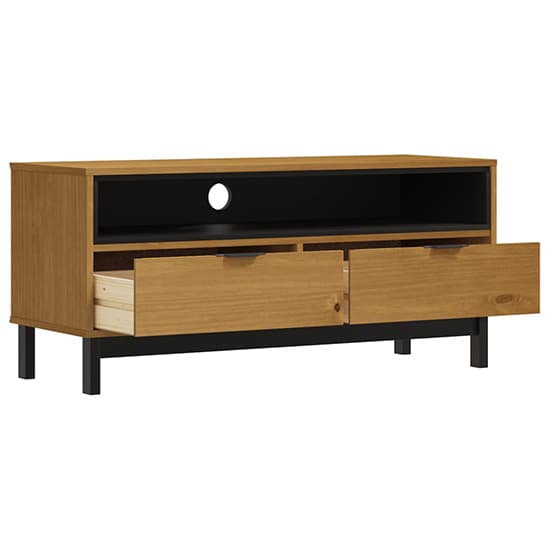 Reggio Solid Pine Wood TV Stand With 2 Drawers 1 Shelf In Oak_3