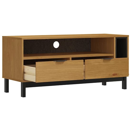 Reggio Solid Pine Wood TV Stand 2 Drawers 2 Shelves In Oak_3