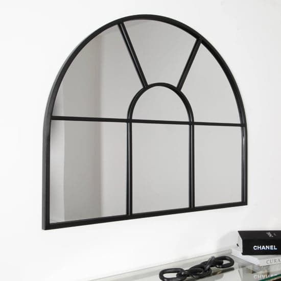 Regina Arched Wall Mirror With Black Metal Frame_1