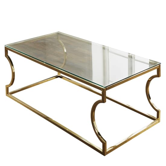 Regina Glass Coffee Table With Gold Metal Frame Furniture in Fashion