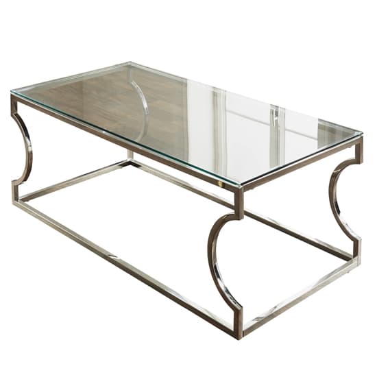 Regina Glass Coffee Table With Silver Metal Frame Furniture in Fashion