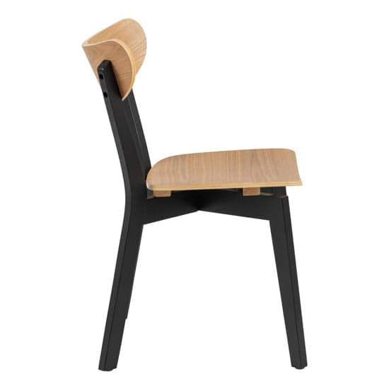 Reims Oak Rubberwood Dining Chairs With Black Legs In Pair_3
