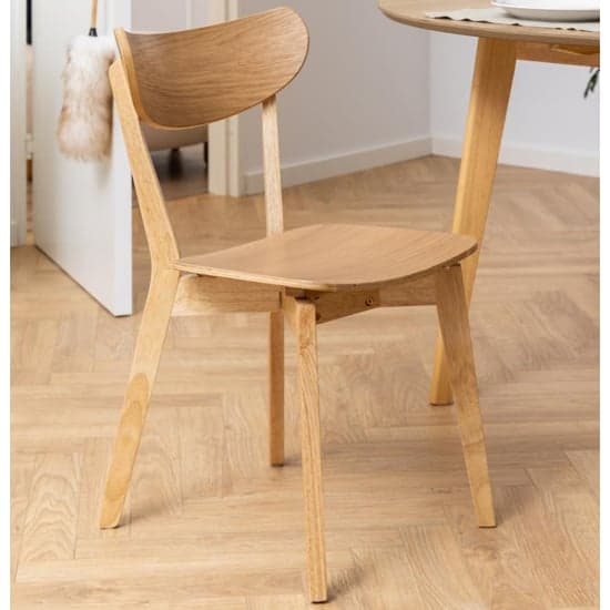 Reims Oak Rubberwood Dining Chairs In Pair_5