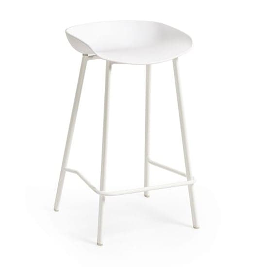 Reims White Plastic Bar Stool With Metal Legs In Pair_2