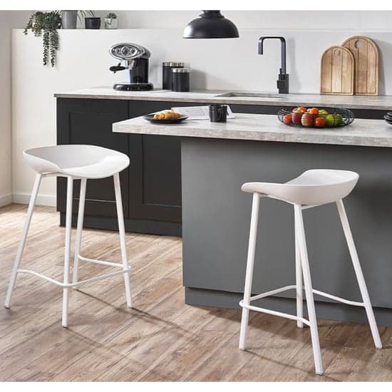 Reims White Plastic Bar Stool With Metal Legs In Pair_1