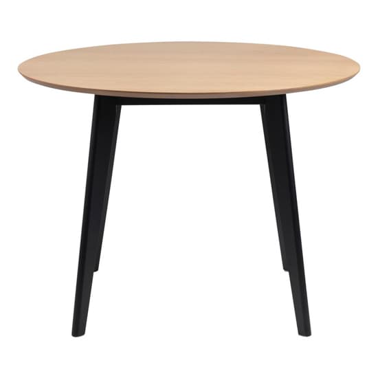 Reims Wooden Dining Table Round In Oak With Black Legs_2