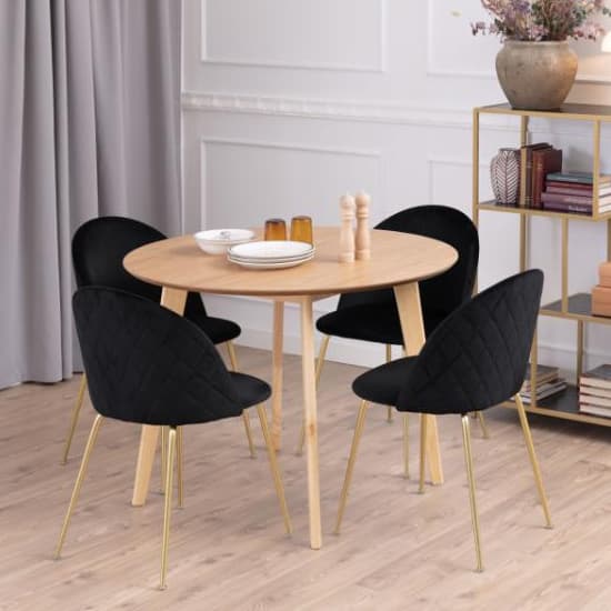 Reims Wooden Dining Table Round In Oak With Oak Legs_5