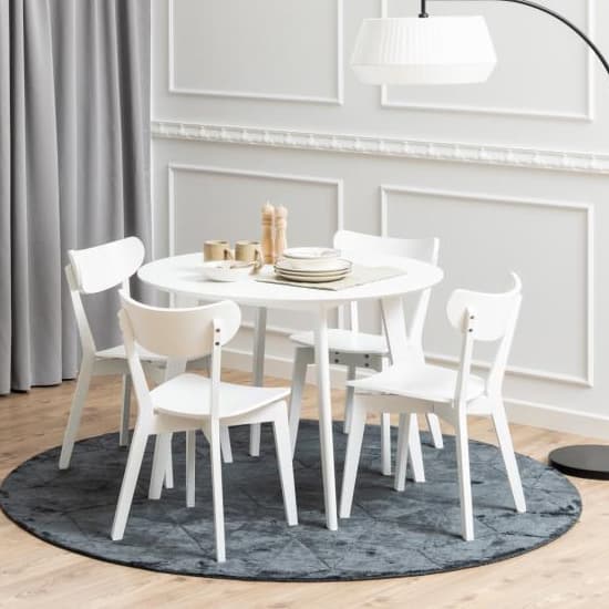 Reims Wooden Dining Table Round In White With White Legs_5