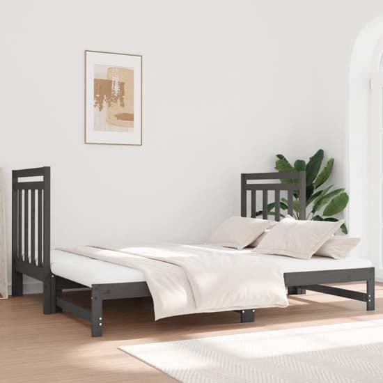 Reiti Solid PIne Wood Pull-Out Day Bed In Grey_2