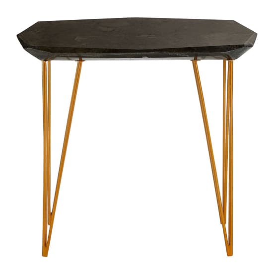 Relics Black Marble Large Side Table With Gold Angular Legs Furniture