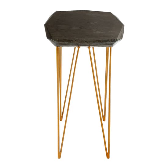 Relics Black Marble Large Side Table With Gold Angular Legs Furniture