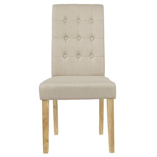 Remo Beige Fabric Dining Chairs With Wooden Legs In Pair_2