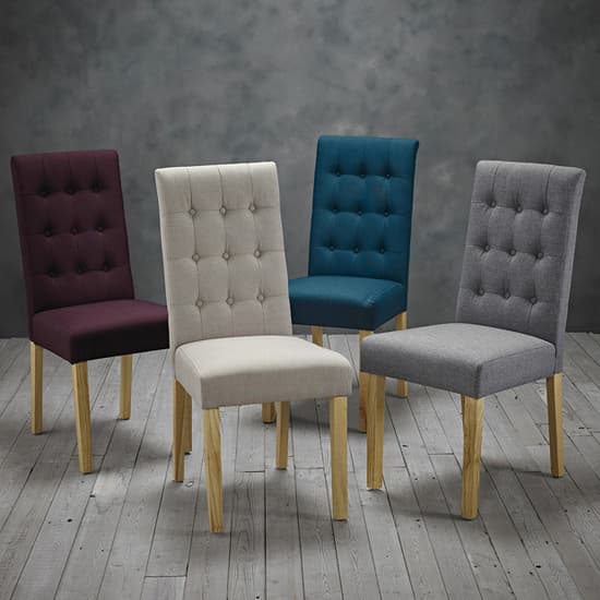 Remo Plum Fabric Dining Chairs With Wooden Legs In Pair_3