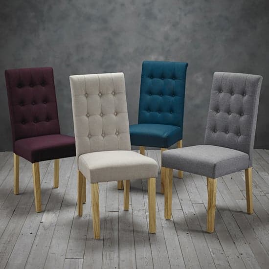Remo Teal Fabric Dining Chairs With Wooden Legs In Pair_2