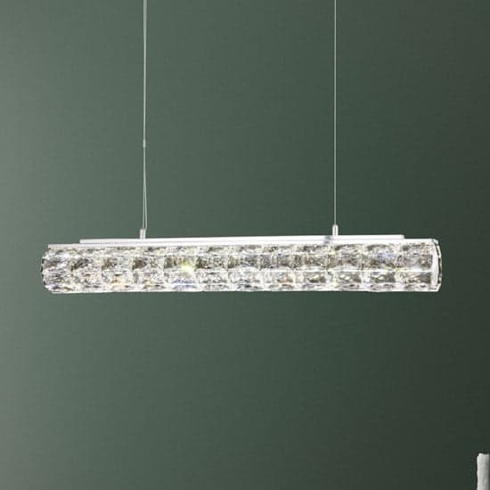 Remy LED Tube Bar Pendant Light In Chrome With Crystal Trim_2