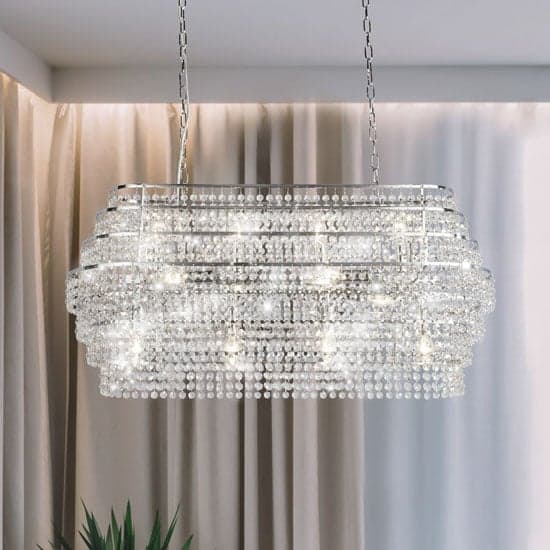 Rene Wall hung 12 Pendant Light In Chrome With Hanging Crystal_2