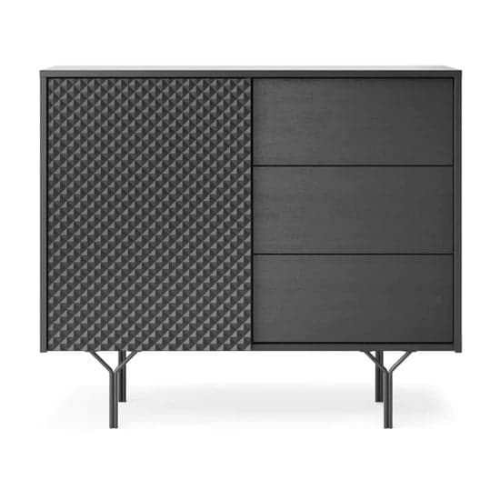 Reno Wooden Sideboard Small With 1 Door 3 Drawers In Graphite_2