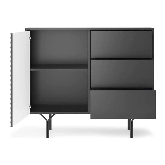 Reno Wooden Sideboard Small With 1 Door 3 Drawers In Graphite_3