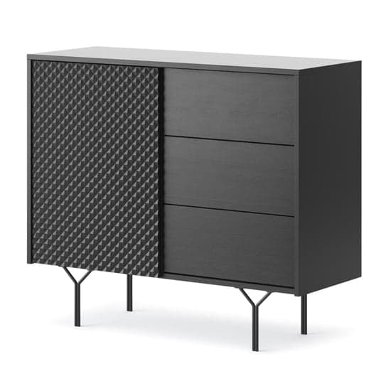 Reno Wooden Sideboard Small With 1 Door 3 Drawers In Graphite_4