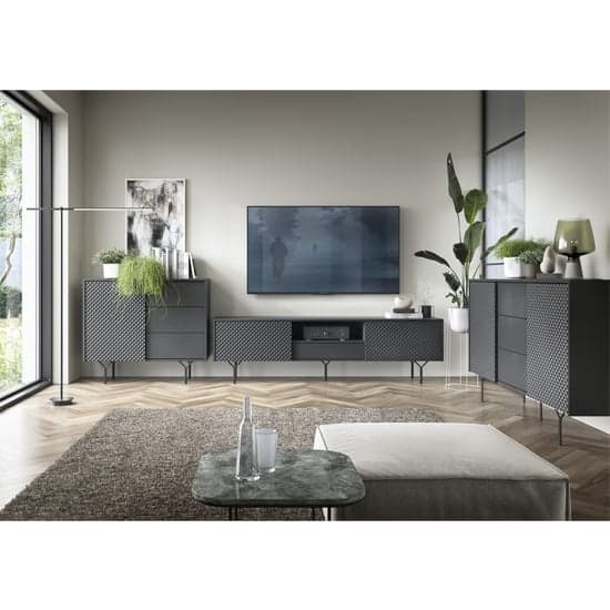 Reno Wooden Sideboard Small With 1 Door 3 Drawers In Graphite_7