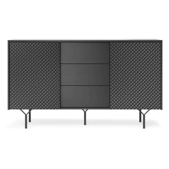 Reno Wooden Sideboard Wide With 2 Doors 3 Drawers In Graphite_2