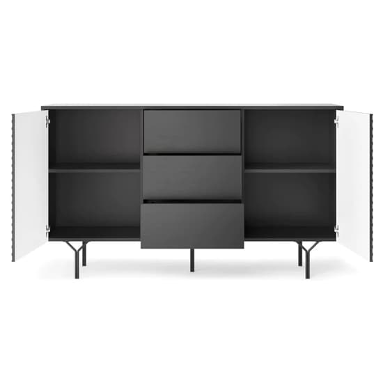 Reno Wooden Sideboard Wide With 2 Doors 3 Drawers In Graphite_3