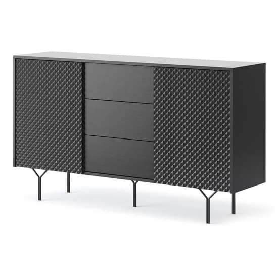 Reno Wooden Sideboard Wide With 2 Doors 3 Drawers In Graphite_4