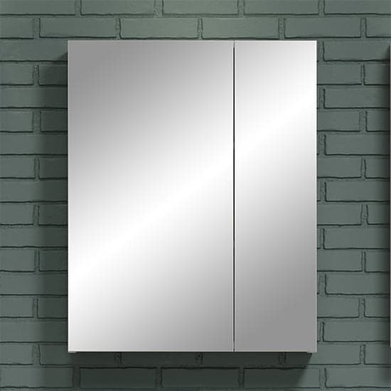 Reus High Gloss Mirrored Bathroom Cabinet With 2 Doors In White_1