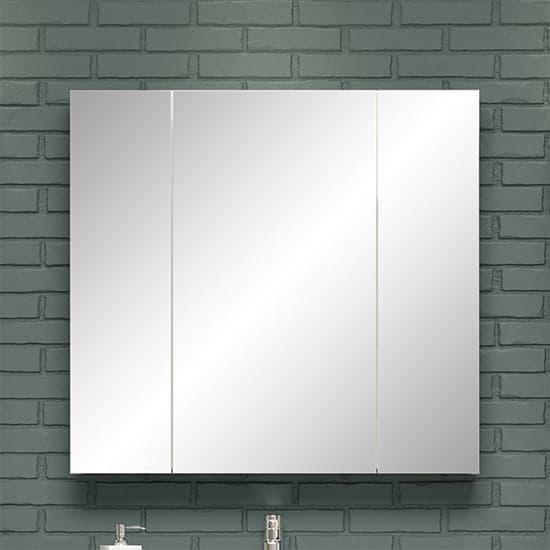 Reus High Gloss Mirrored Bathroom Cabinet With 3 Doors In White_1