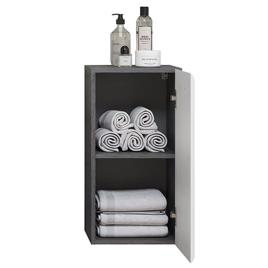 Reus Small Wall Hung Gloss Storage Cabinet In Smokey Silver_5