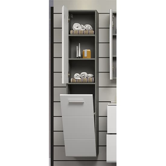 Reus Tall Wall Hung Gloss Storage Cabinet In Smokey Silver_2