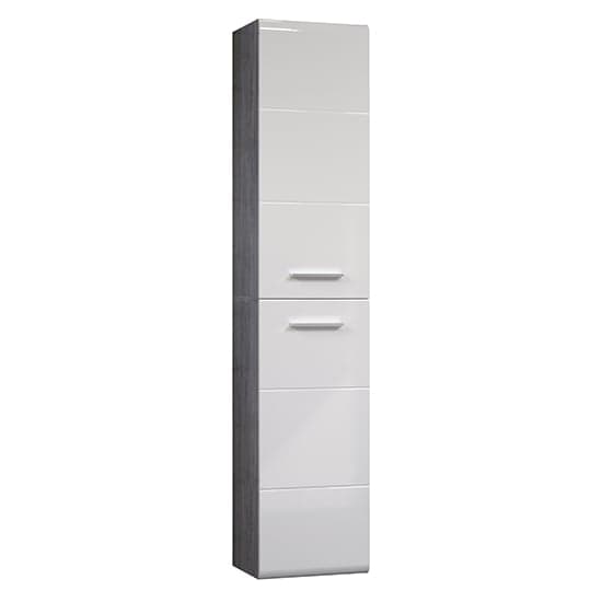 Reus Tall Wall Hung Gloss Storage Cabinet In Smokey Silver_4