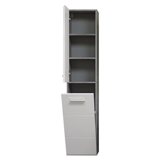 Reus Tall Wall Hung Gloss Storage Cabinet In Smokey Silver_5