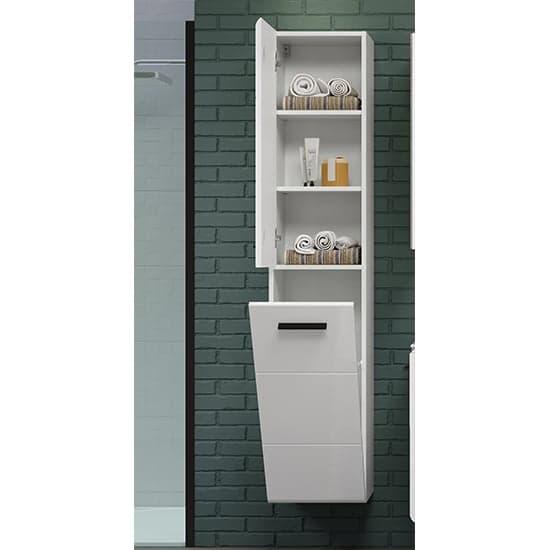 Reus Tall Wall Hung High Gloss Storage Cabinet In White_2