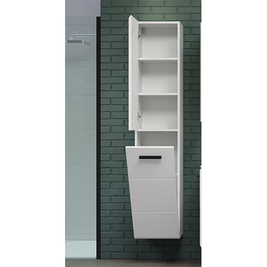 Reus Tall Wall Hung High Gloss Storage Cabinet In White_3